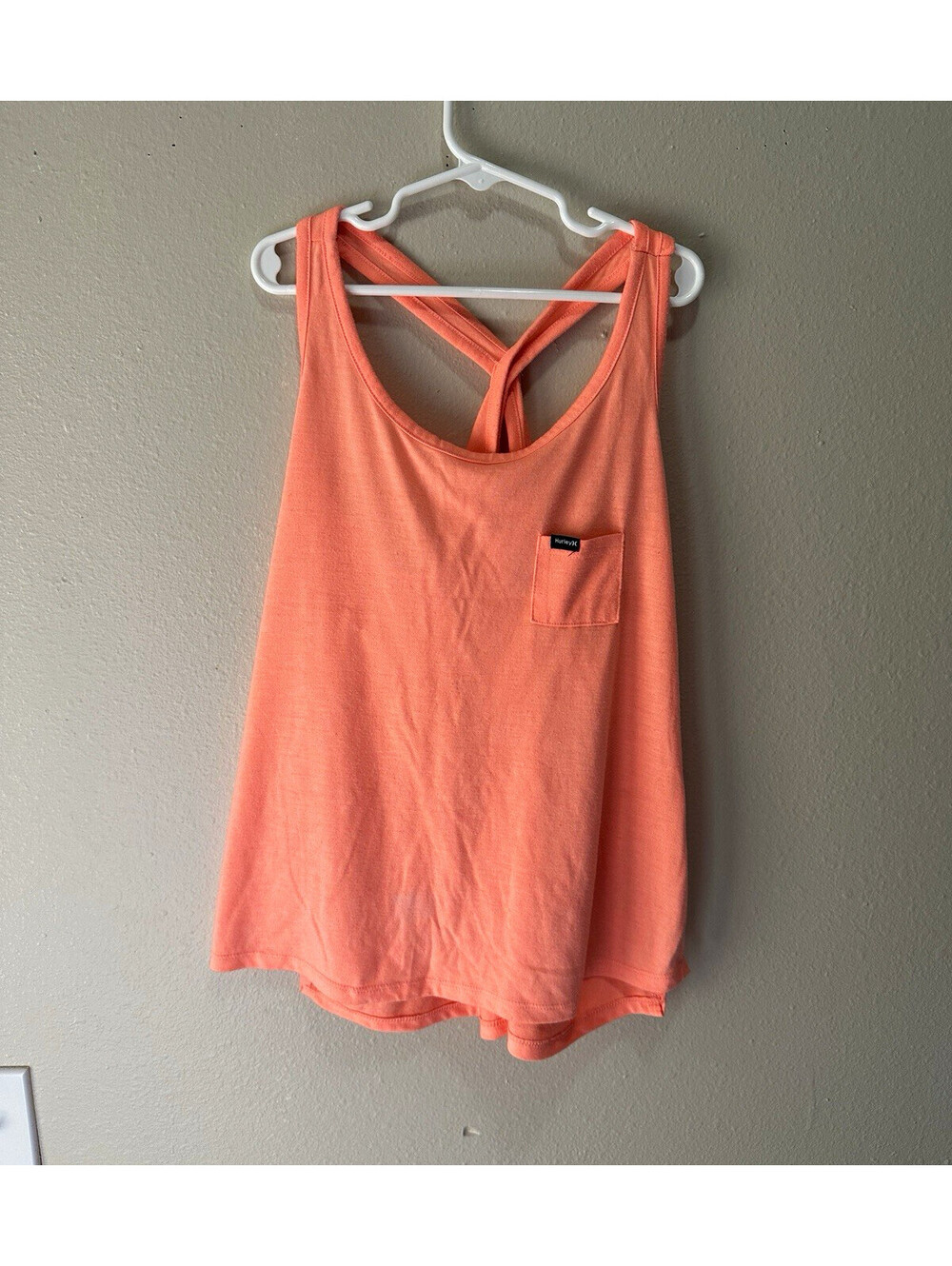 Hurley Orange Solid Lightweight Scoop Neck Racerback Tank Top Size L
